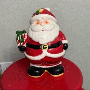 David's Cookies Santa Claus Ceramic 2 Piece Cookie Jar 9 in w Box